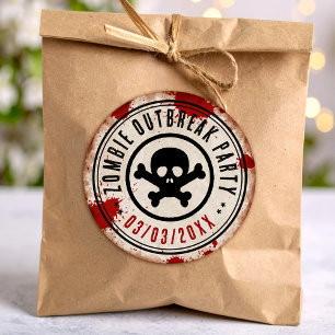 Sticker Rond Fête d'épidémie de zombies avec crâne