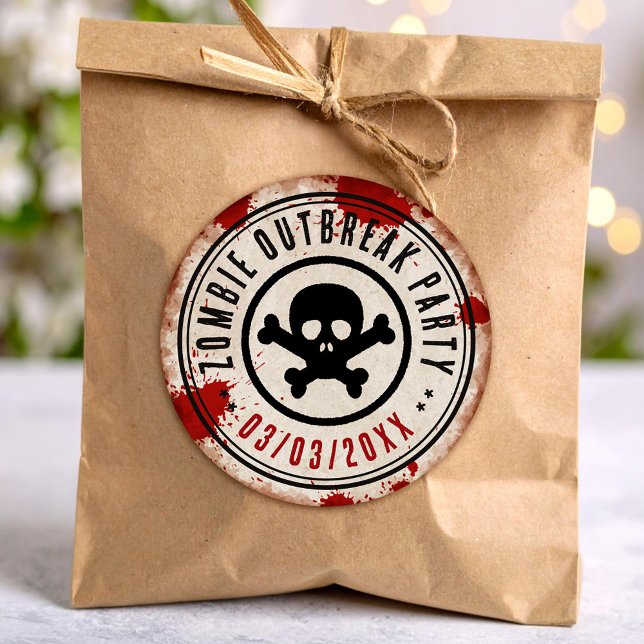 Sticker Rond Fête d'épidémie de zombies avec crâne (Créateur téléchargé)