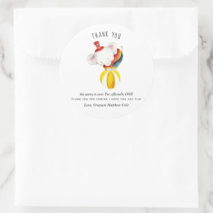 Sticker Rond Fête des éléphants du Cirque mignon pour le Merci