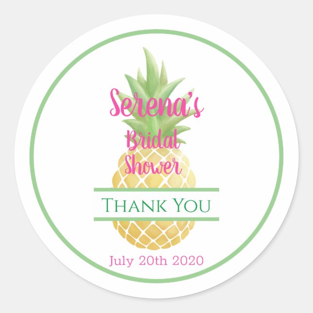 Sticker Rond Fête des mariées Aloha Bride ananas Merci (Devant)