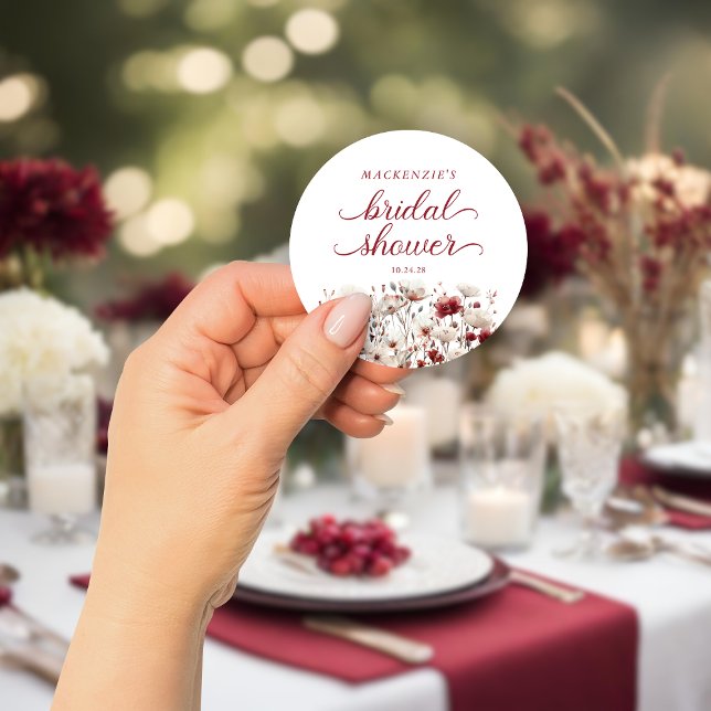 Sticker Rond Fête des mariées Boho du Fleur sauvage de fin d'ét (Late Summer Wildflower Boho Bridal Shower Classic Round Sticker)