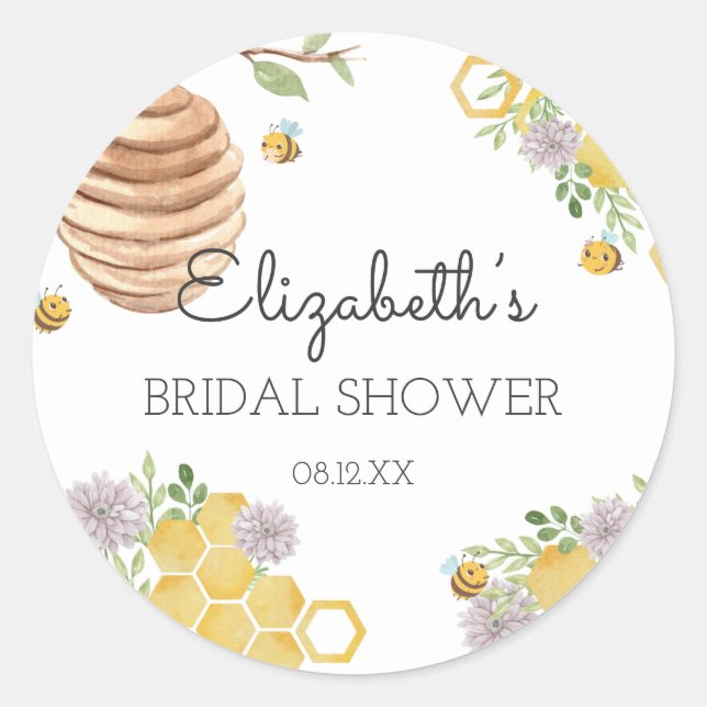 Sticker Rond Fête des mariées d'abeilles Aquarelle ruche (Devant)