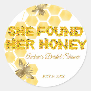 Sticker Rond Fête des mariées d'abeilles   Elle A Trouvé Son Mi