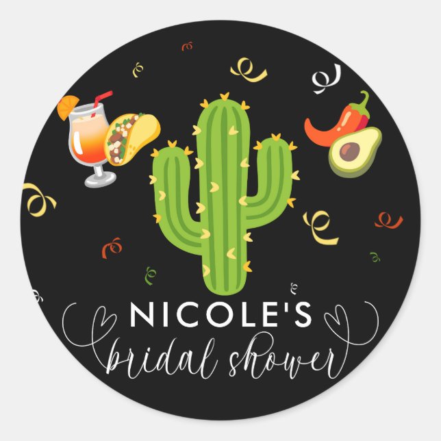 Sticker Rond Fête des mariées d'amour du coeur jaune Cactus Fie (Devant)