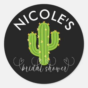 Sticker Rond Fête des mariées d'amour du coeur jaune Cactus Fie