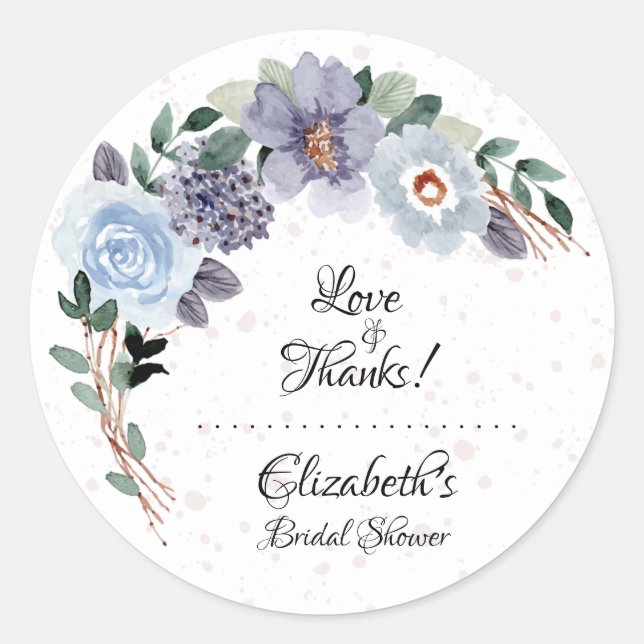 Sticker Rond Fête des mariées d'aquarelle florale violet (Devant)