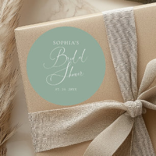 Sticker Rond Fête des mariées de calligraphie minimaliste Sage 