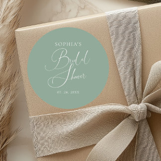 Sticker Rond Fête des mariées de calligraphie minimaliste Sage