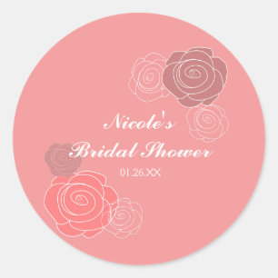 Sticker Rond Fête des mariées de corail rose floral Favoriser l