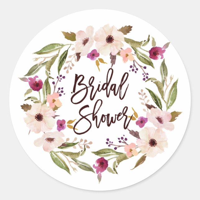 Sticker Rond Fête des mariées de couronnes florales de Bohème W (Devant)