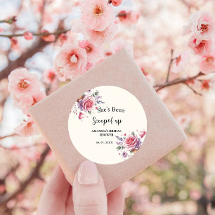 Sticker Rond Fête des mariées de crème glacée à l'aquarelle