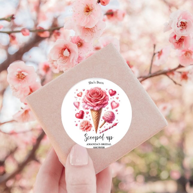 Sticker Rond Fête des mariées de crème glacée à l'aquarelle (Créateur téléchargé)