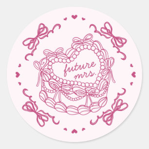 Sticker Rond Fête des mariées de gâteau Coquette Coquette Coeur