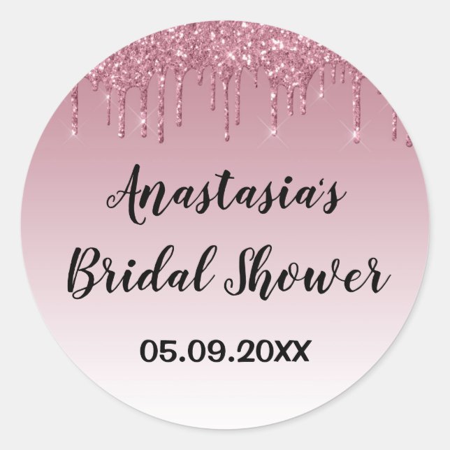 Sticker Rond Fête des mariées de glam Purple Rose Gold Parties  (Devant)