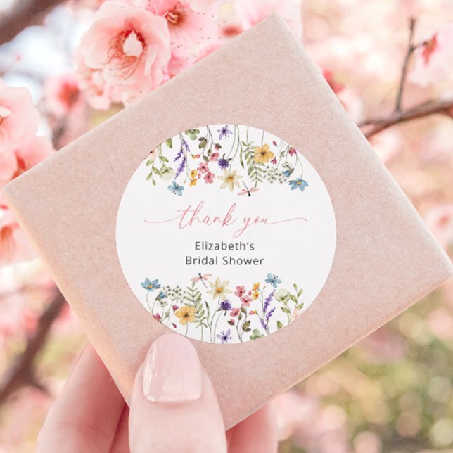 Sticker Rond Fête des mariées de jardin Fleur sauvage papillon (Créateur téléchargé)