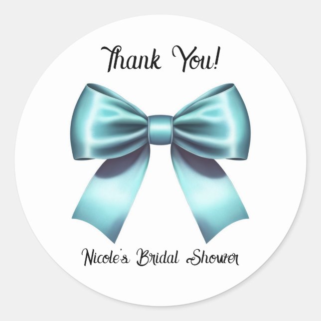 Sticker Rond Fête des mariées de Mariage de ruban bleu turquois (Devant)