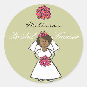 Sticker Rond Fête des mariées de mariées de Mariage de caricatu