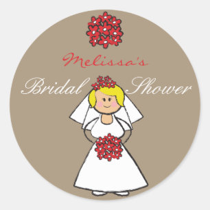 Sticker Rond Fête des mariées de mariées de Mariage de caricatu