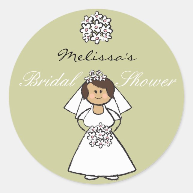 Sticker Rond Fête des mariées de mariées de Mariage de caricatu (Devant)