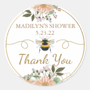 Sticker Rond Fête des mariées de Merci rose d'abeille