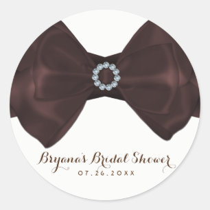 Sticker Rond Fête des mariées de ruban et de diamants Brown Élé