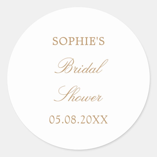 Sticker Rond Fête des mariées de script beige doré (Devant)
