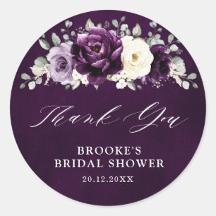 Sticker Rond Fête des mariées d'ivoire de prune violette d'aube