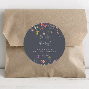 Sticker Rond Fête des mariées d'une veste de fleurs sauvages bl
