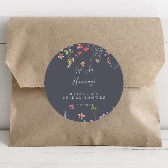 Sticker Rond Fête des mariées d'une veste de fleurs sauvages bl (Créateur téléchargé)
