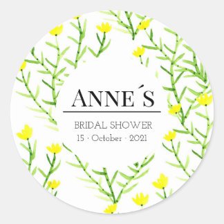 Sticker Rond Fête des mariées élégante personnalisée Floral Boh