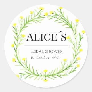 Sticker Rond Fête des mariées élégante personnalisée Floral Boh