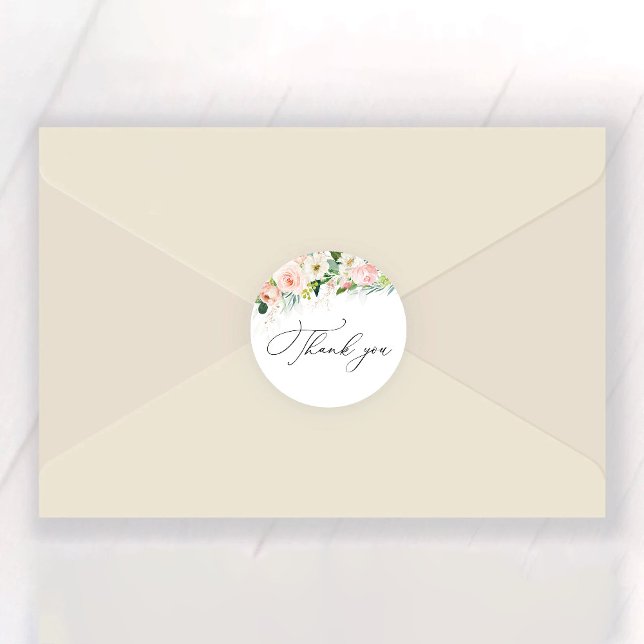 Sticker Rond Fête des mariées Ethereal Blush Roses Rose (Créateur téléchargé)