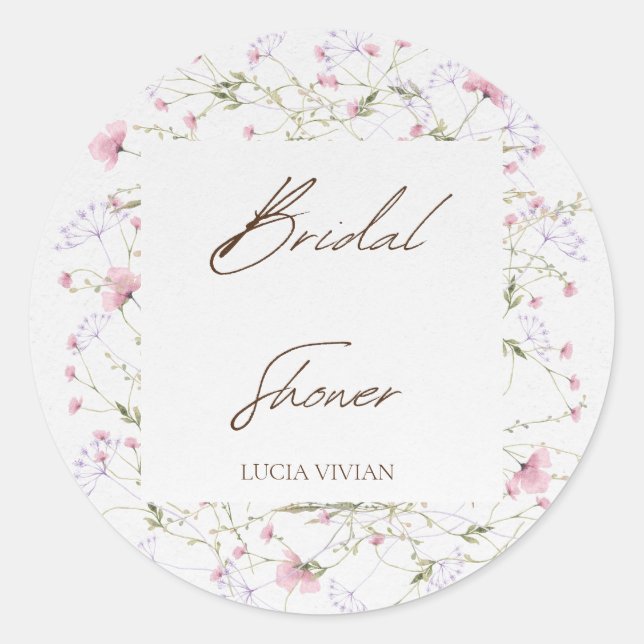 Sticker Rond Fête des mariées Fleur sauvage aquarelle Delicate (Devant)