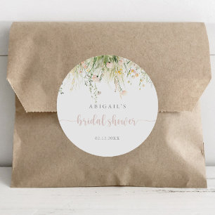 Sticker Rond Fête des mariées Fleur sauvage Boho verdoyante Fav