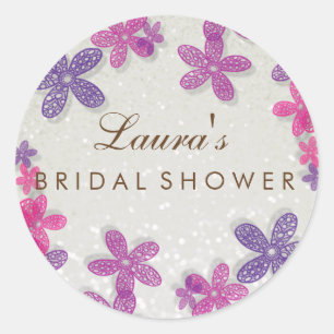 Sticker Rond Fête des mariées Floral Confetti Pearl