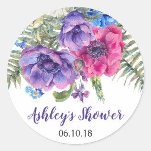 Sticker Rond Fête des mariées florale à fleur d'anémone