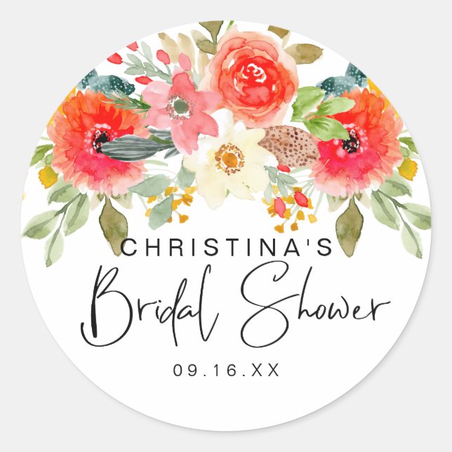Sticker Rond Fête des mariées florale du milieu de l'été (Devant)