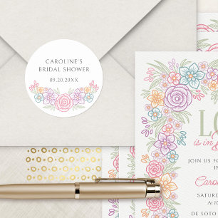 Sticker Rond Fête des mariées florale fleur sauvage