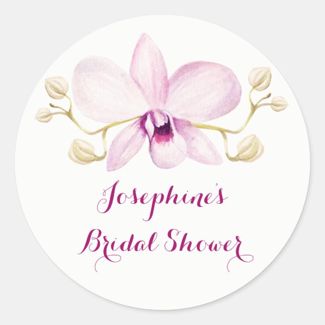 Sticker Rond Fête des mariées florale tropicale violette orchid (Devant)