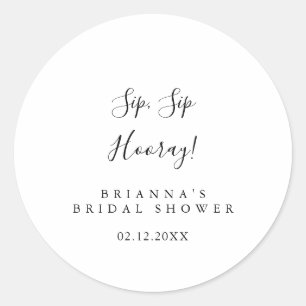Sticker Rond Fête des mariées minimaliste simple Sip Sip Hooray