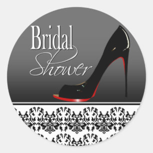 Sticker Rond Fête des mariées moderne Damask Stiletto