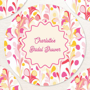 Sticker Rond Fête des mariées moderne Rétro Abstrait rose Vide