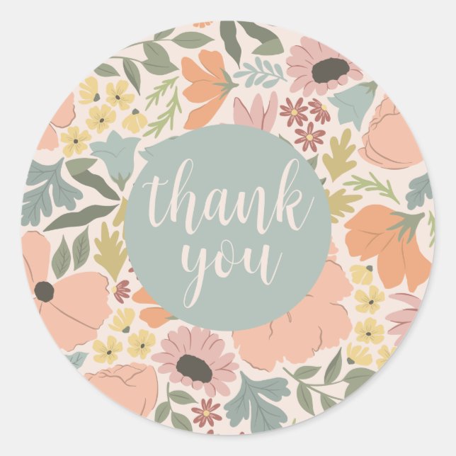 Sticker Rond Fête des mariées ou Mariage floral (Devant)