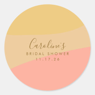 Sticker Rond Fête des mariées personnalisée Soft rose jaune Pas