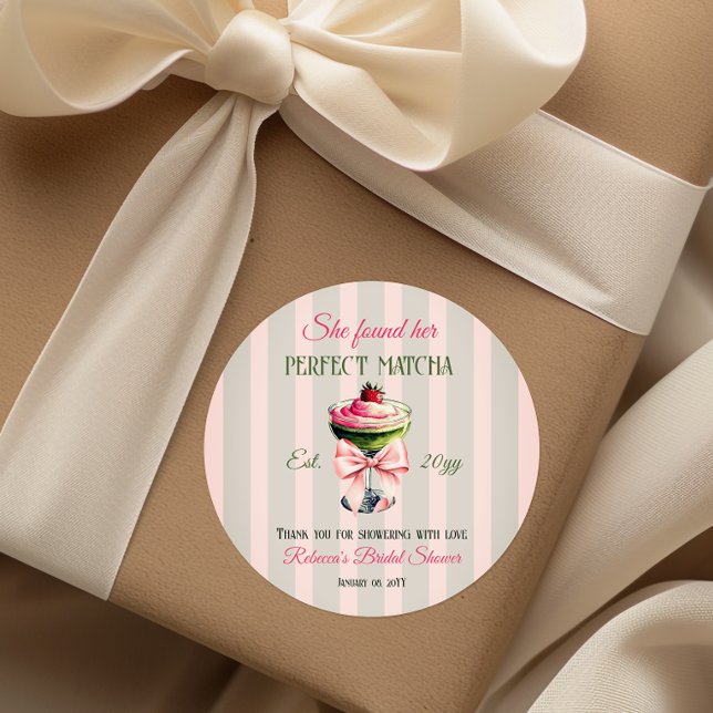 Sticker Rond Fête des mariées Retro Strawb Parfaite Matcha Rose (Créateur téléchargé)