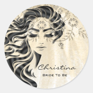 Sticker Rond Fête des mariées Sweet 16th Lashes maquillage Prin