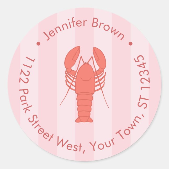 Sticker Rond Fête des mariées tendance de homard rouge et rose (Devant)