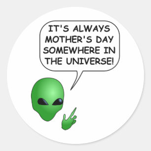 Sticker Rond Fête des mères Aliens