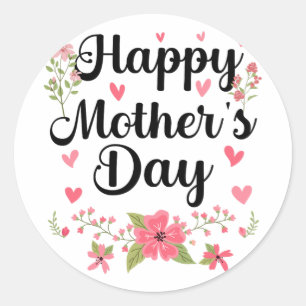 Sticker Rond Fête des mères maman mignonne Floral Femmes pour m