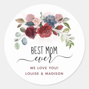 Sticker Rond Fête des mères Meilleure maman jamais personnalisé